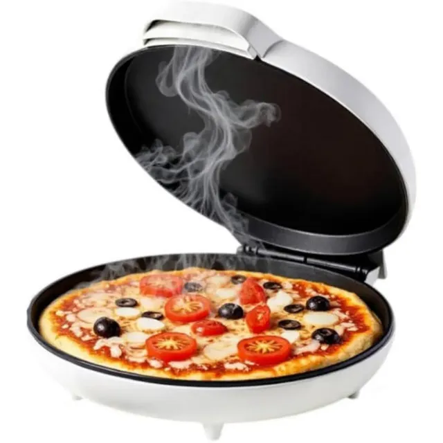 smartova Electric Pizza Maker 1500W - 30cm Non-Stick Multi-Function Arabic Bread & Tortilla Maker, White