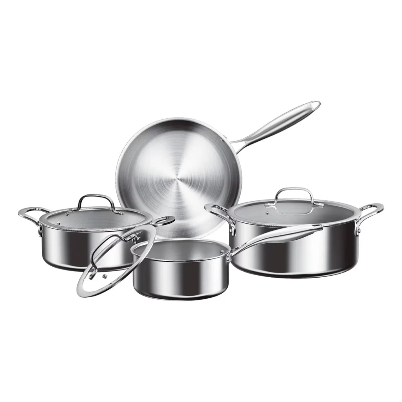 Bergner طقم أواني طهي ستانلس ستيل ثلاثي الطبقات Glamour عدد 7 pcs، فضي، BG31829MM