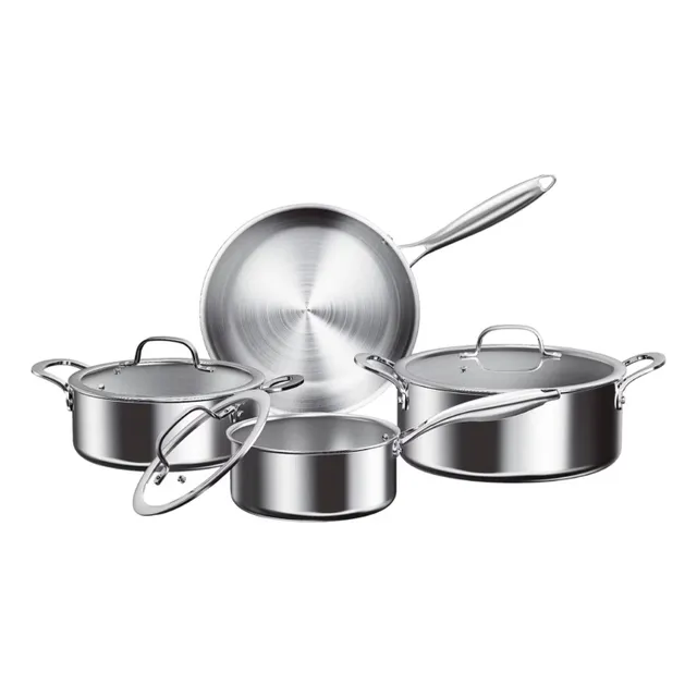 Bergner Glamour 7 pcs Triply Stainless Steel Cookware Set, Silver, BG31829MM