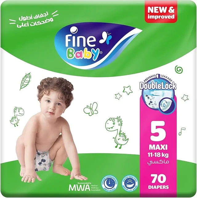 Fine Double Lock Diapers - Size 5 (11- ) - 70 Pieces