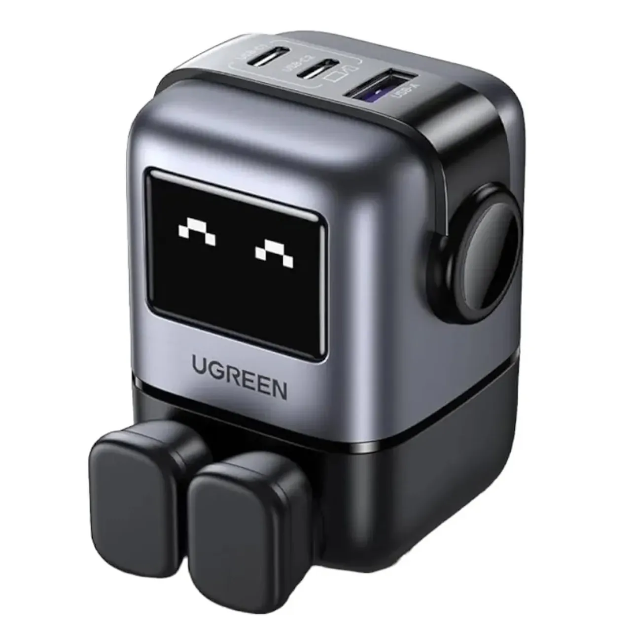 Ugreen Nexode شاحن Robo بـ GaN ‏3 في 1، 65W، رمادي فضائي، CD361-25686