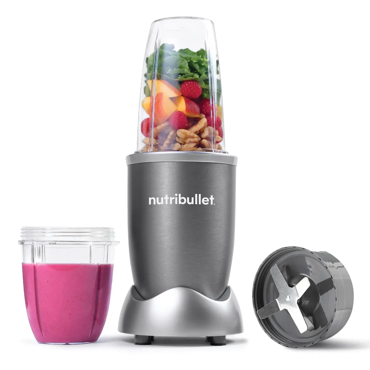 Nutribullet خلاط عالي السرعة متعدد الوظائف، 600 W، مع 3 قطع ملحقة، رمادي، NBR-0612