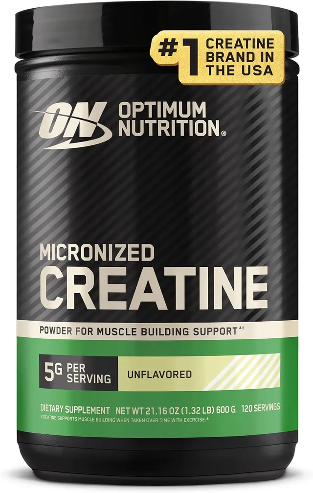 Optimum Nutrition (ON) Micronized Creatine Monohydrate Powder for Muscle Building Support - Unflavored, 600 Grams, 120 Servings