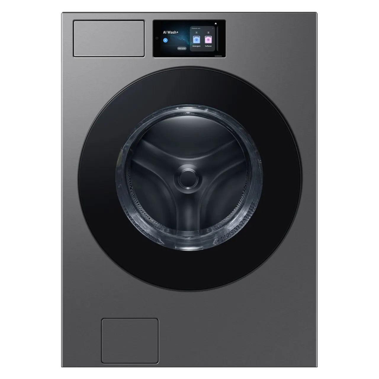 Samsung غسالة ومجفف تحميل أمامي 18.5/ WD90F18BCSGU، شاشة LCD مقاس 7 inch، 1100 rpm، Wi-Fi مدمج، ستيل داكن