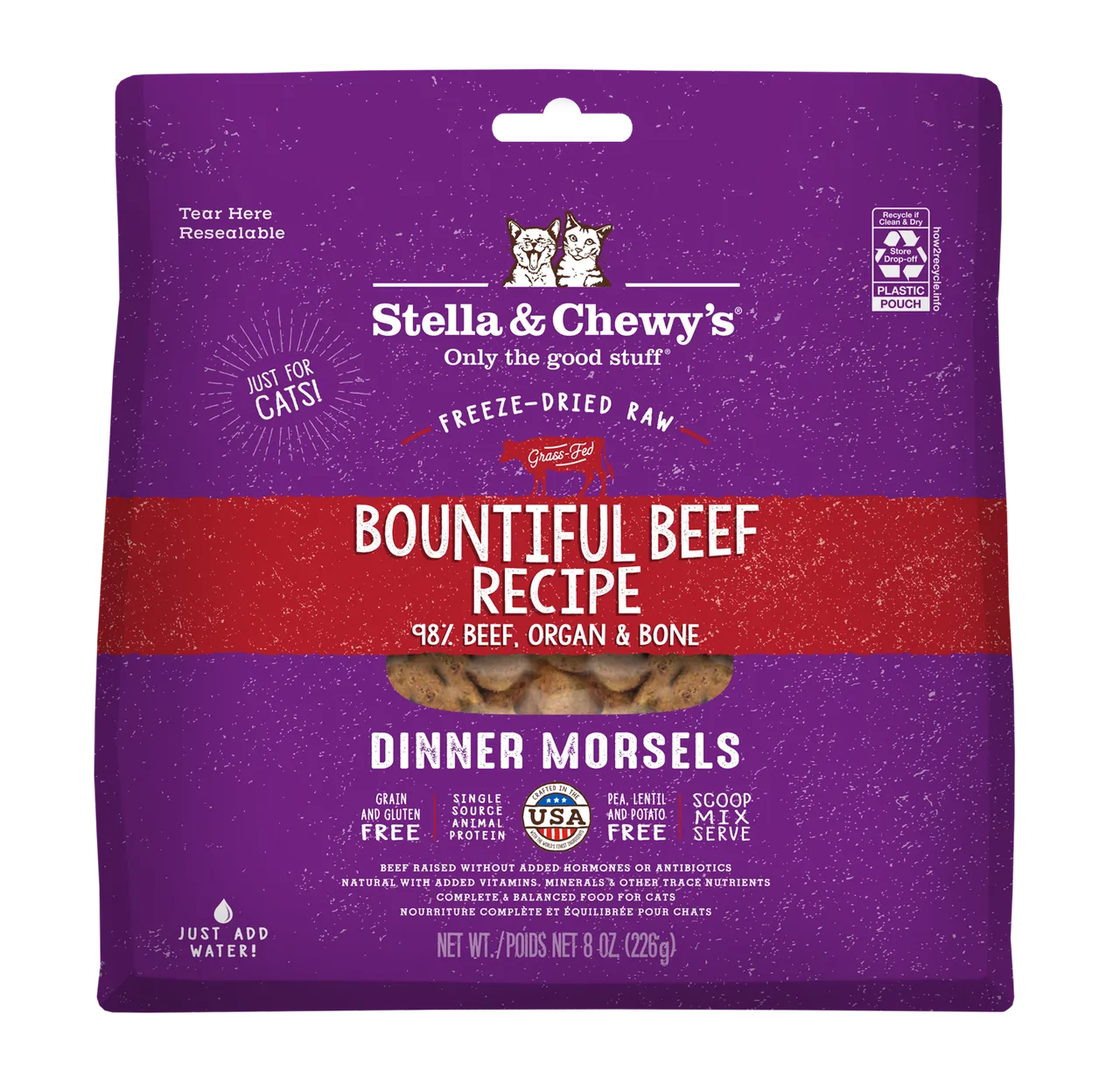 stella & chewy's Stella & Chewys قطع عشاء مجففة بالتجميد للقطط بوصفة اللحم البقري الوفير - 3.5oz