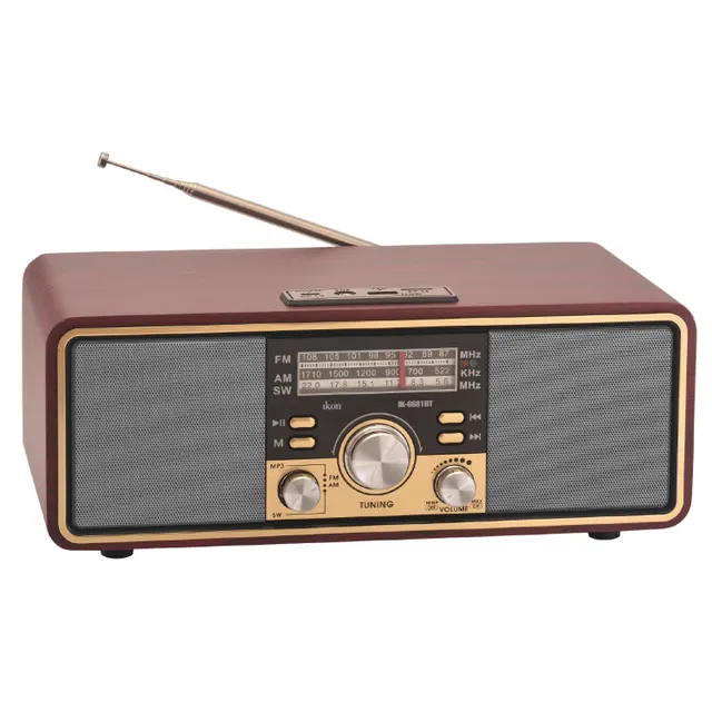 Ikon Retro Multi-Functional FM/AM/SW Portable Wireless Radio Speaker, 3W, IK-6681BT