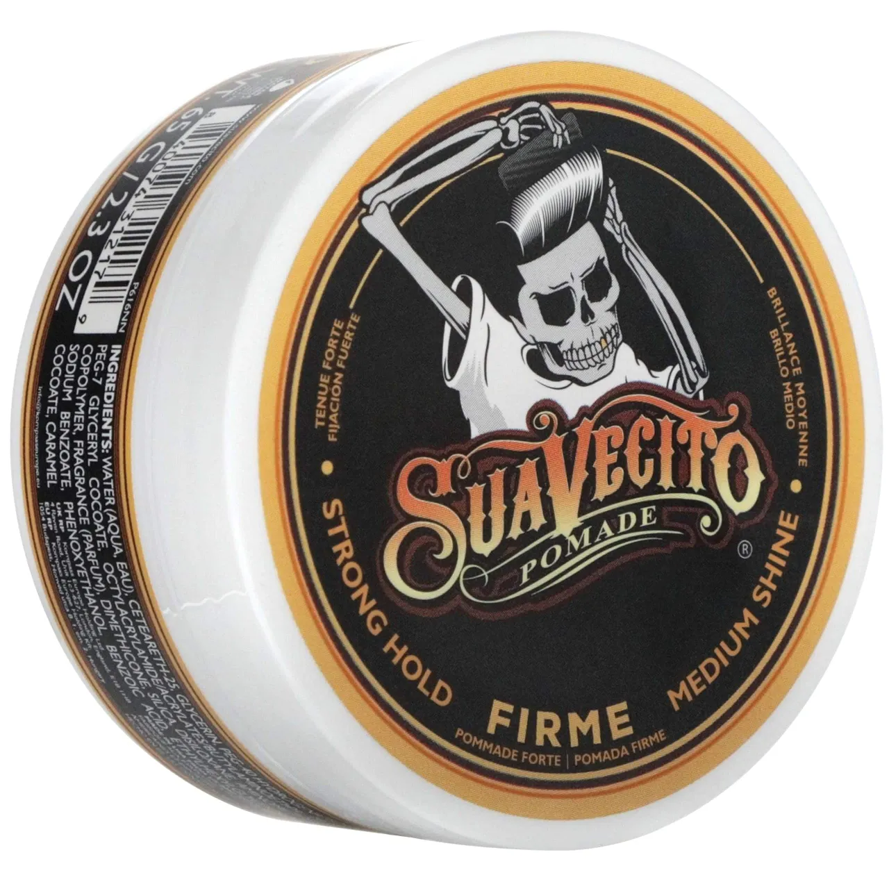 Suavecito بوماد قوي Pomade Firme (ثبات قوي للرجال StrongHold 2.3 oz حجم سفر، 1 Pack - متوافق مع TSA - لمعان متوسط مائي شمعي جل للشعر بدون قشرة - سهل الغسل - ثبات طوال اليوم لجميع التسريحات