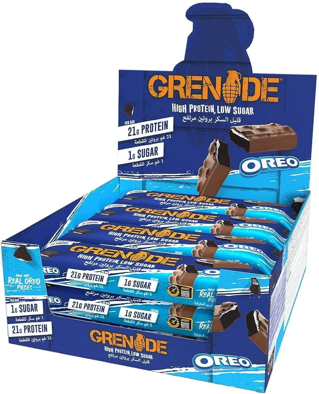 Grenade لوح بروتين Carb Killa بنكهة Oreo - علبة من 12 قطعة