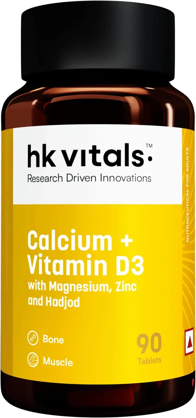 Hk Vitals Calcium and Vitamin D3 Supplement, Magnesium and Zinc, Bone and Joint Support, 90 Tablets