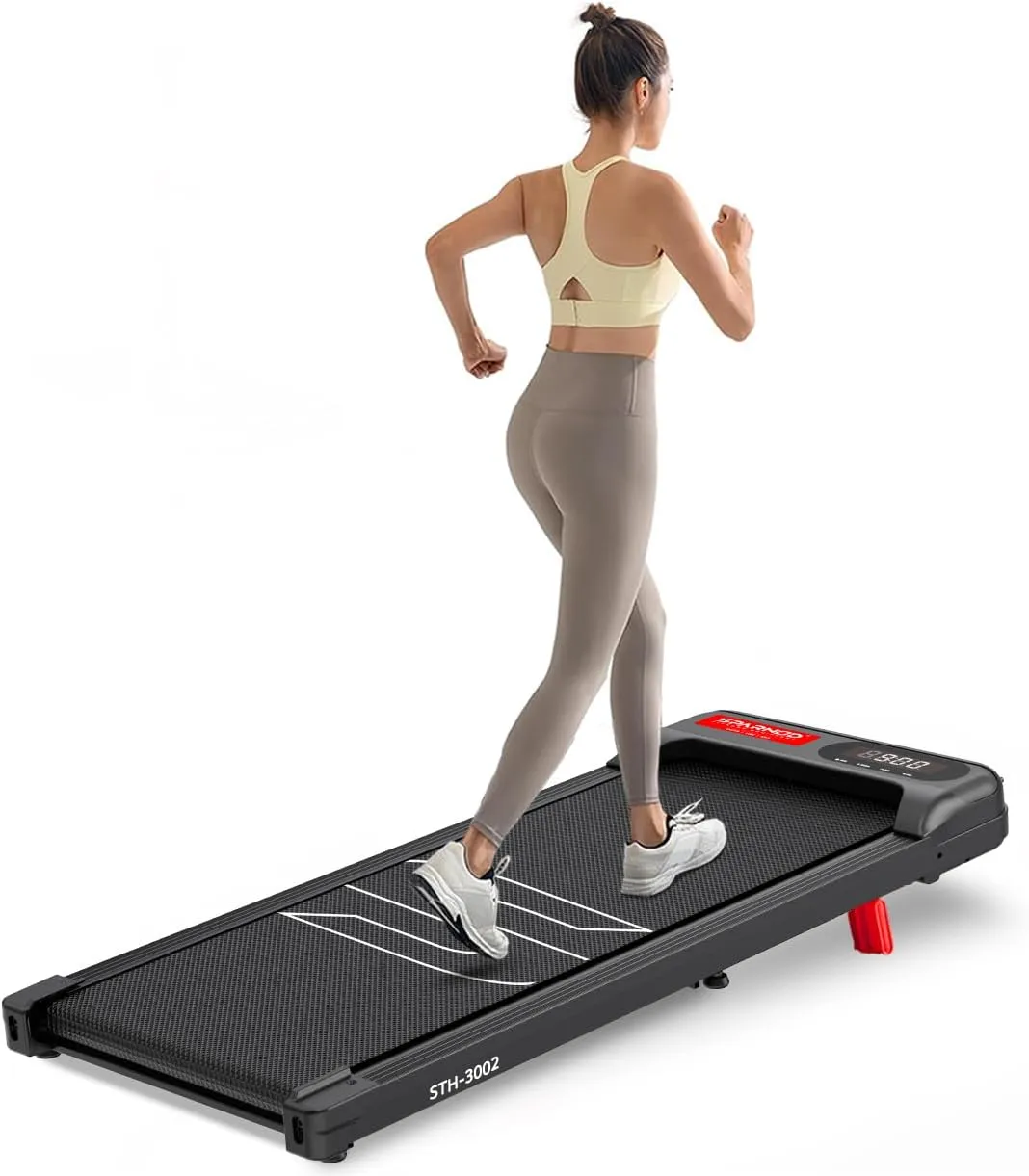 Sparnod Fitness جهاز مشي STH-3002 للاستخدام المنزلي مدمج وفائق النحافة، جاهز للاستخدام مع امتصاص الصدمات وشاشة LED وميلان يدوي