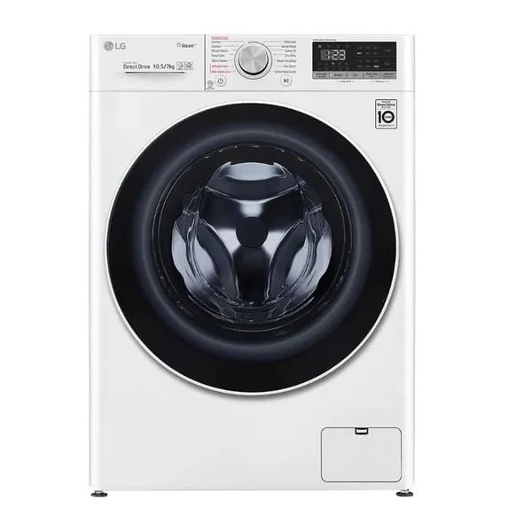 LG Washer Dryer, Front Load, White, F4V5RGP0W, Direct Drive Motor 1400 RPM, 14 Programmers (International Version)