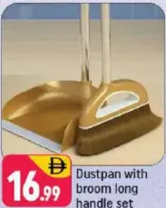 طقم جاروف مع مكنسة بمقبض طويل