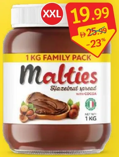 Malties نوتيلا سبريد بالبندق والكاكاو