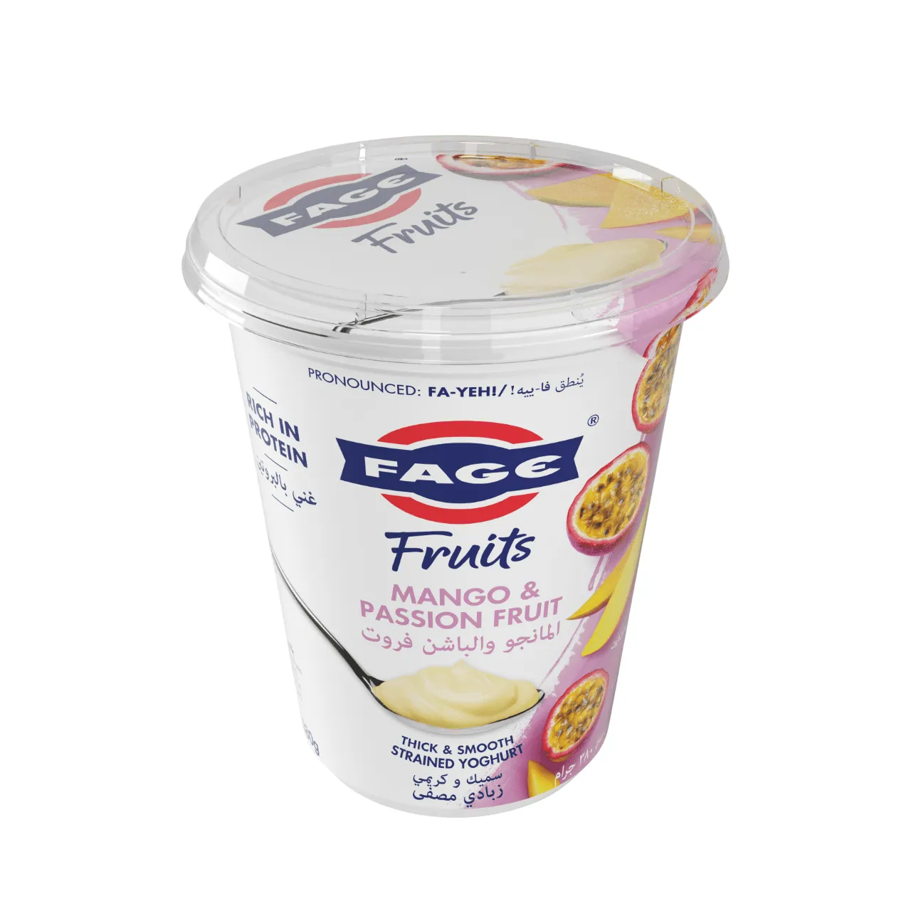 Fage زبادي مصفى بالفواكه والمانجو وفاكهة الباشن