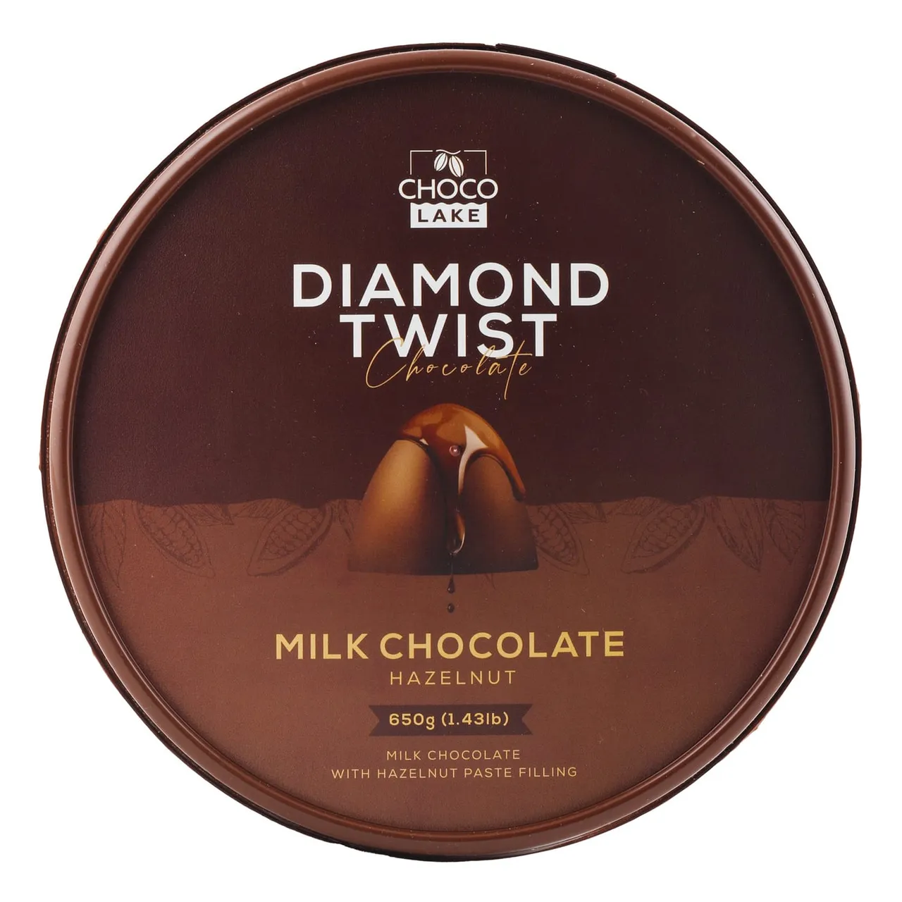 Choco Lake علبة شوكولاتة بالحليب بالبندق Diamond Twist