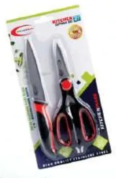 Kitchenmark مقص متعدد الوظائف مع سكين ستانلس ستيل