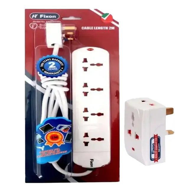 Fixon Extnesion Socket 4 Way 2M + Adaptor