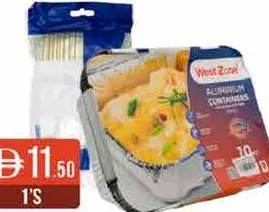 West Zone Aluminium Container + Plastic Spoon + Plastic Fork 83185