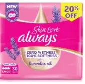 Always Sanitary Pads Skin Love, Zero Wetness 100% Softness, Lavender Oil