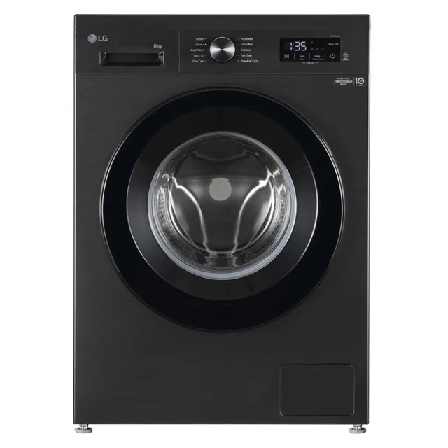 LG Front Load Washer LVF0800PBPC, Inverter Direct Drive, Stainless Steel, Black