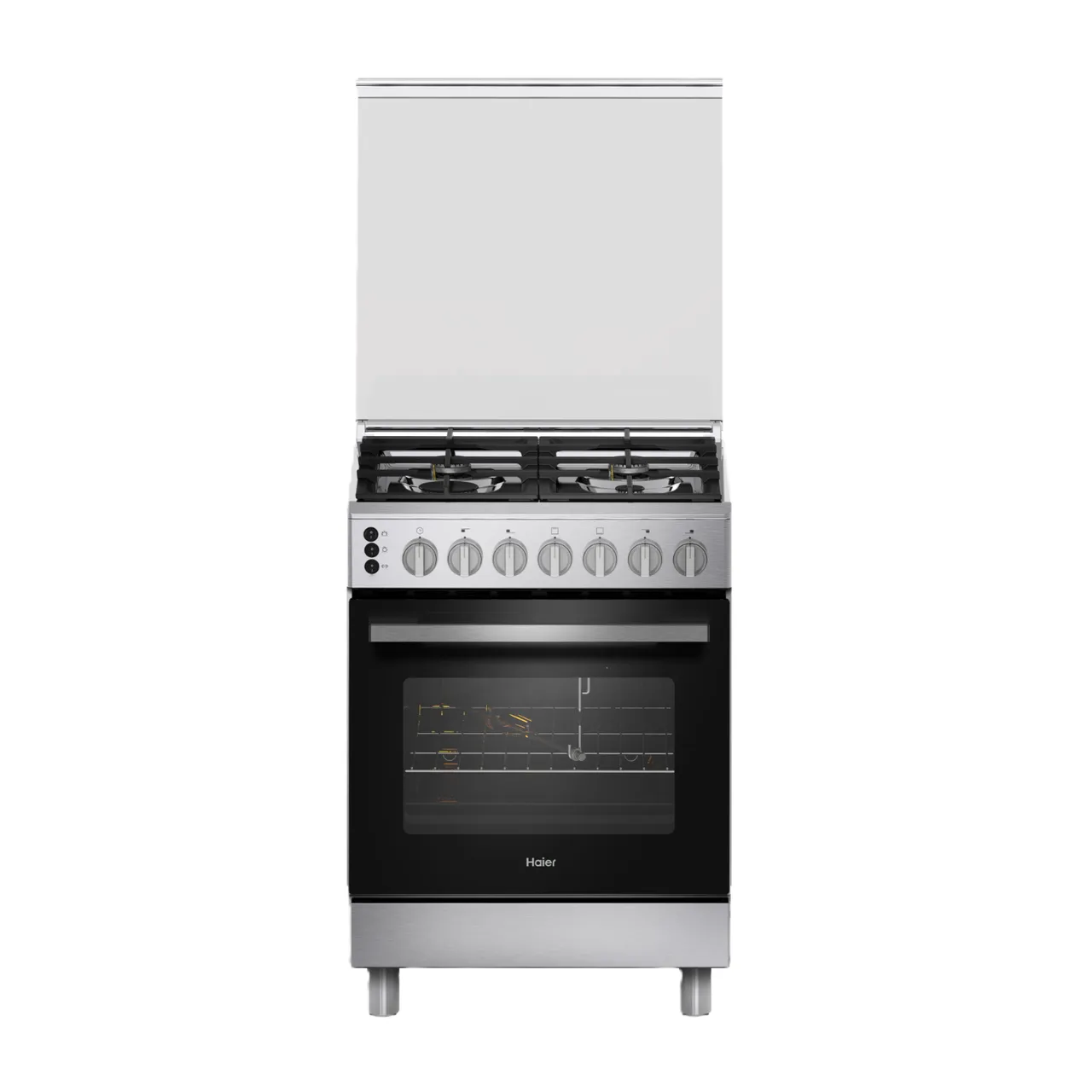 Haier فرن طبخ قائم مع 4 شعلات، 60 x 60 cm، فضي، HCR6060GC2