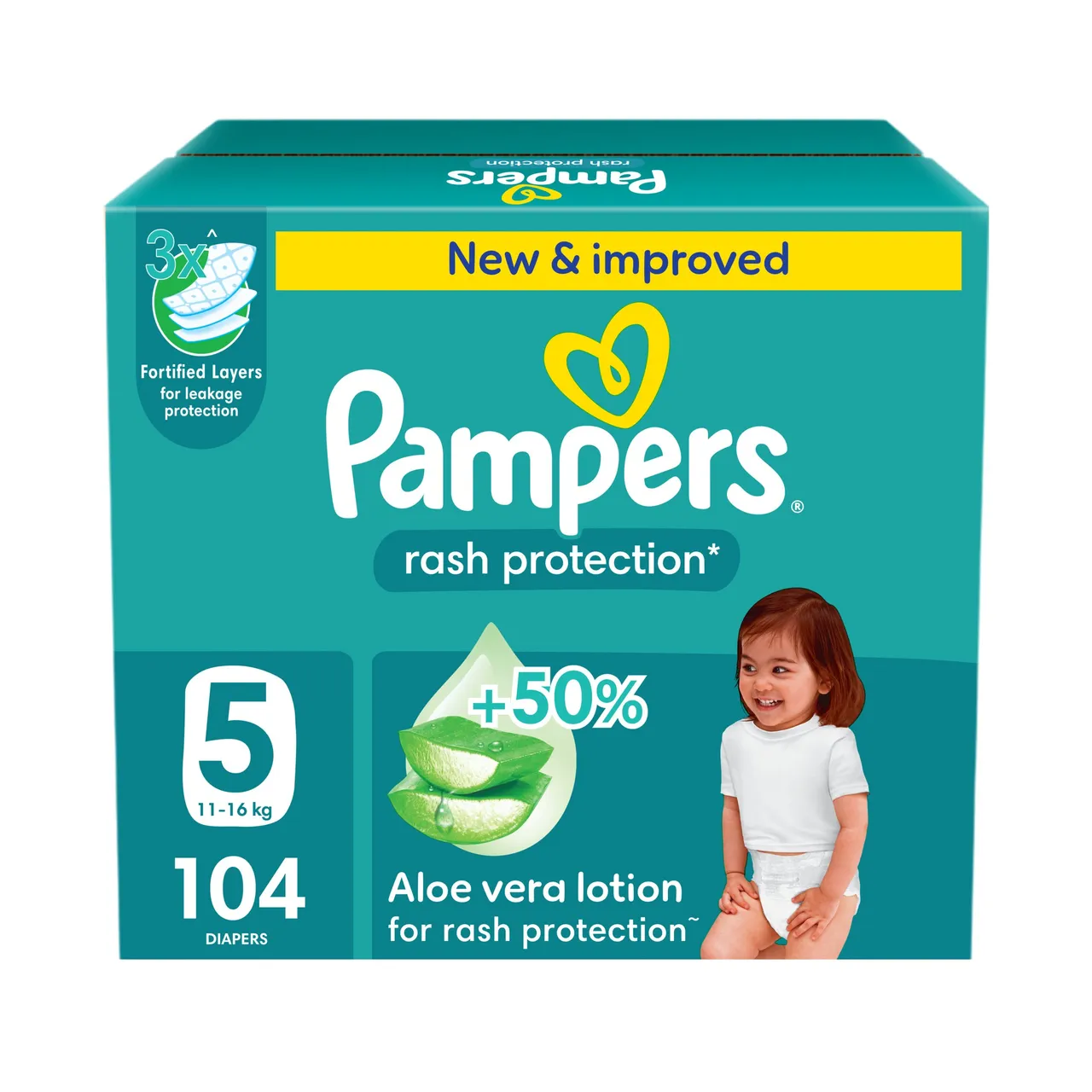 Pampers لوشن بالصبار للحماية Rach مقاس 5 (11- )- 104 Pcs