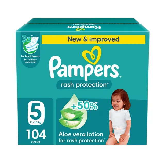 Pampers Rach Protection Aloevera Lotion Size 5 (11- )- 104 Pcs