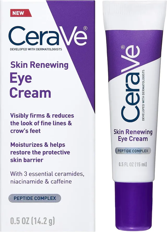 cerave Eye Cream For Wrinkles Under Eye Cream With Caffeine, Peptides, Free & Ophthalmologist Tested, 0.5 Ounce