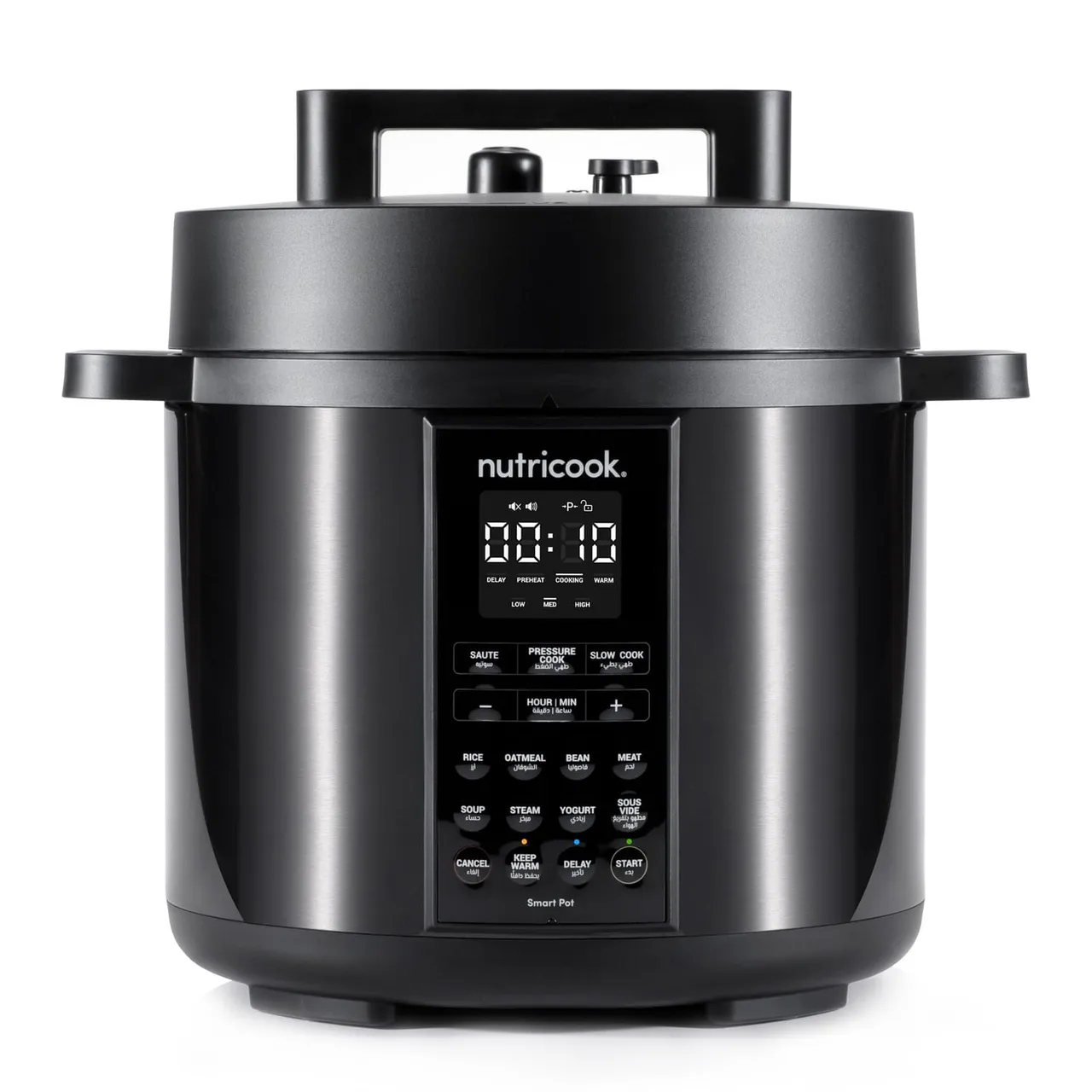 Nutricook قدر ضغط كهربائي Smart Pot 2، 9 في 1، 1000 W، 12 برنامج ذكي مع غطاء ذكي، أسود، NC-SP204K