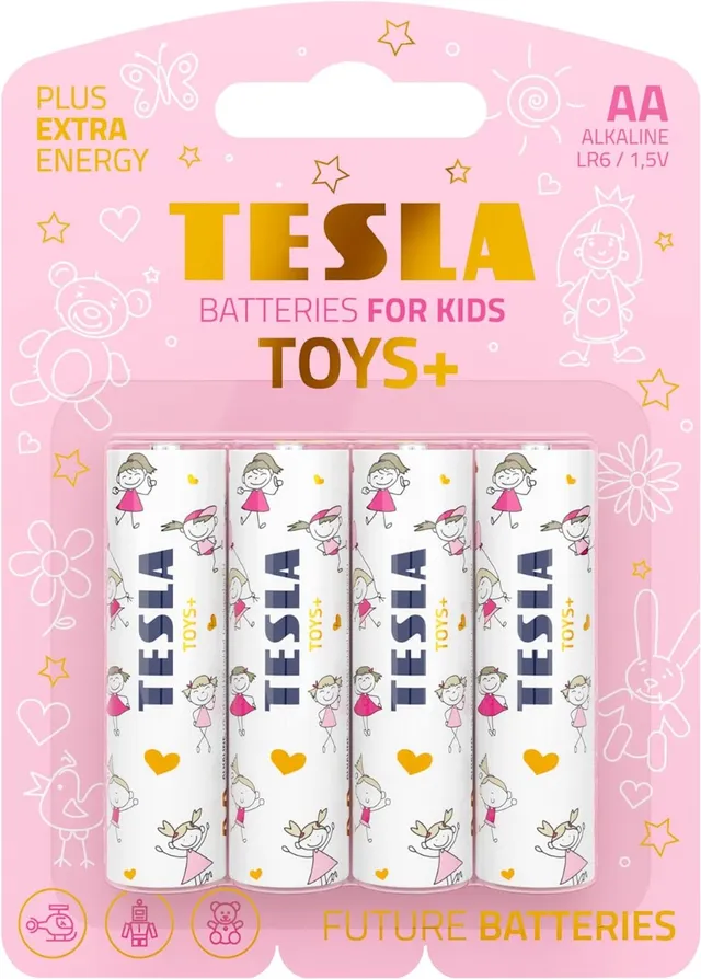 Tesla AA TOYS+ Alkaine Plus Extra Energy Batteries Girl Pack - 4 Pcs