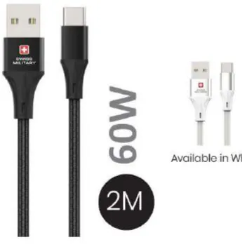 Swiss Military USB-A to USB-C Braided Cable 60W