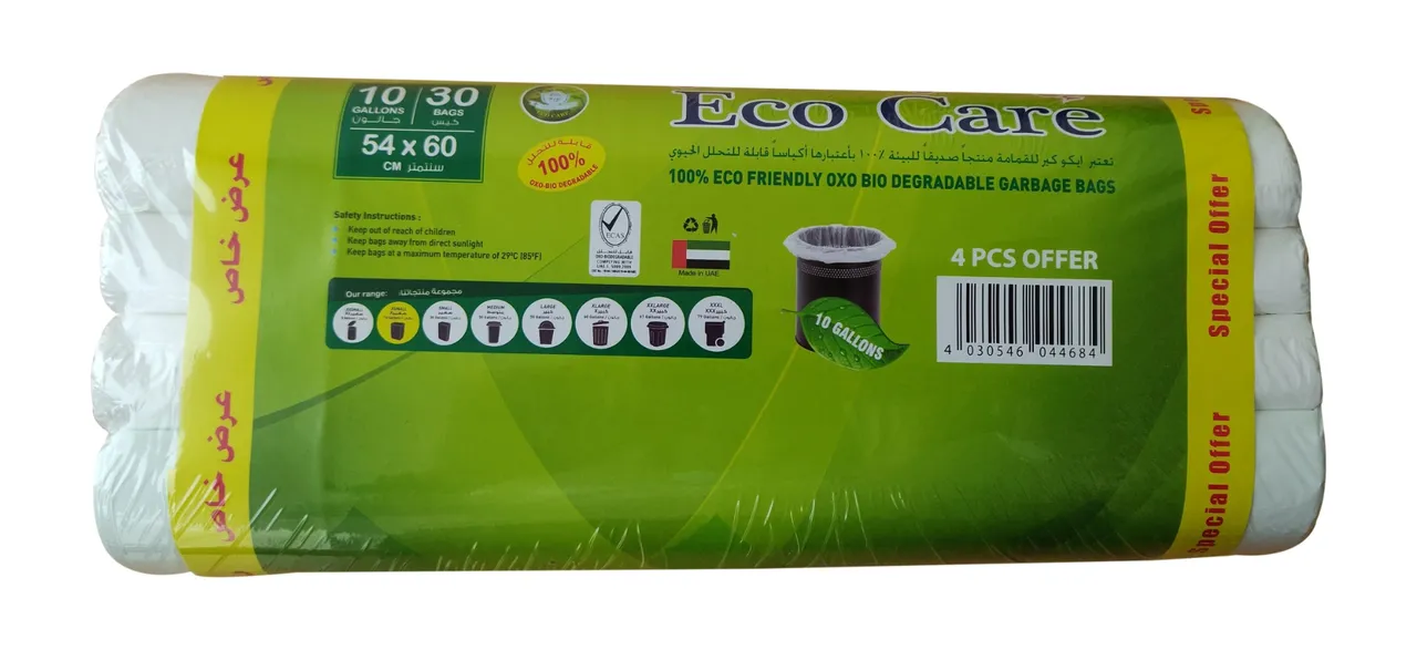 Eco Care رول أكياس قمامة بيضاء 10 gallon - 4's
