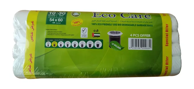 Eco Care White Hd Garbage Bags Roll 10 gallon - 4's