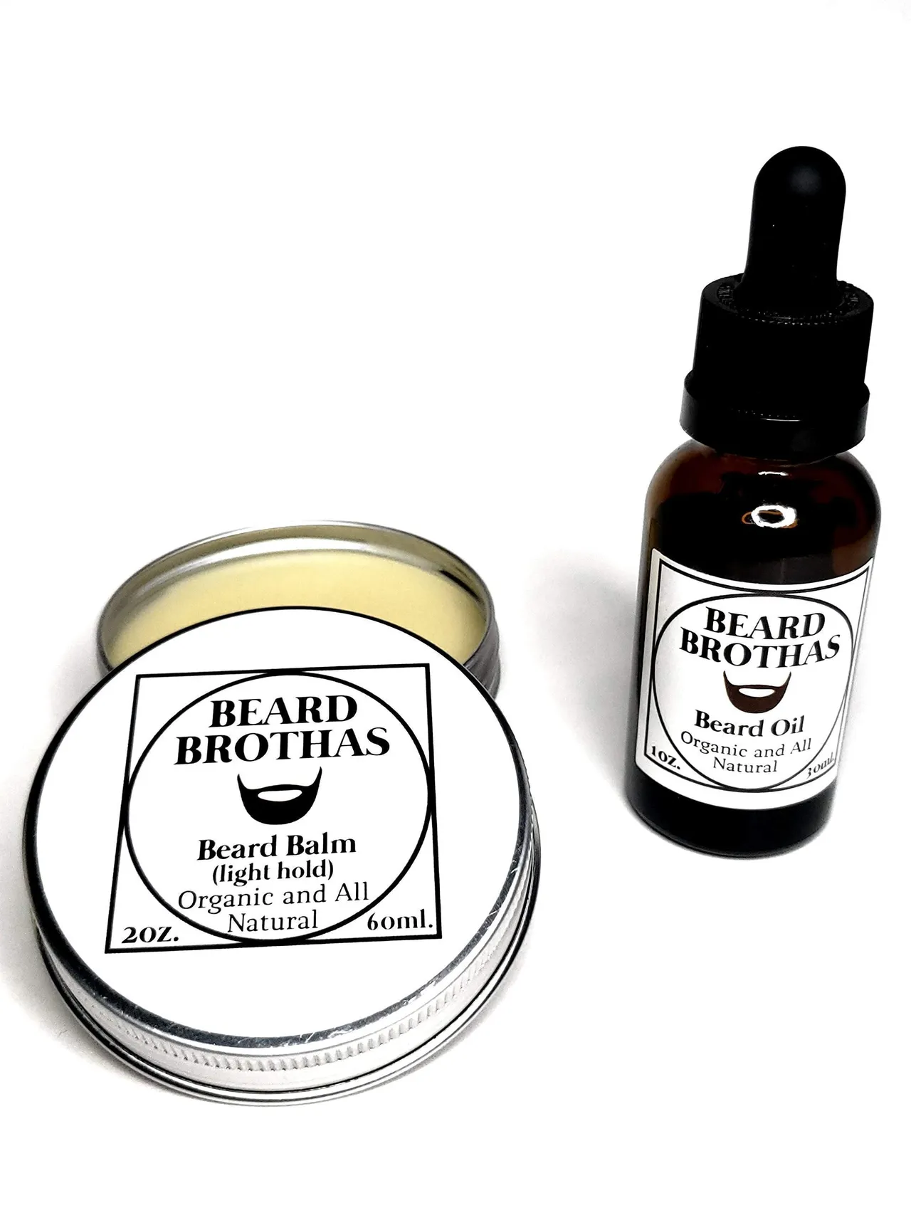 Generic طقم زيت وبلسم اللحية Beard Brothas Classic عضوي بزيت الأرغان والجوجوبا المعصور على البارد ينعم ويرطب ويلمع.