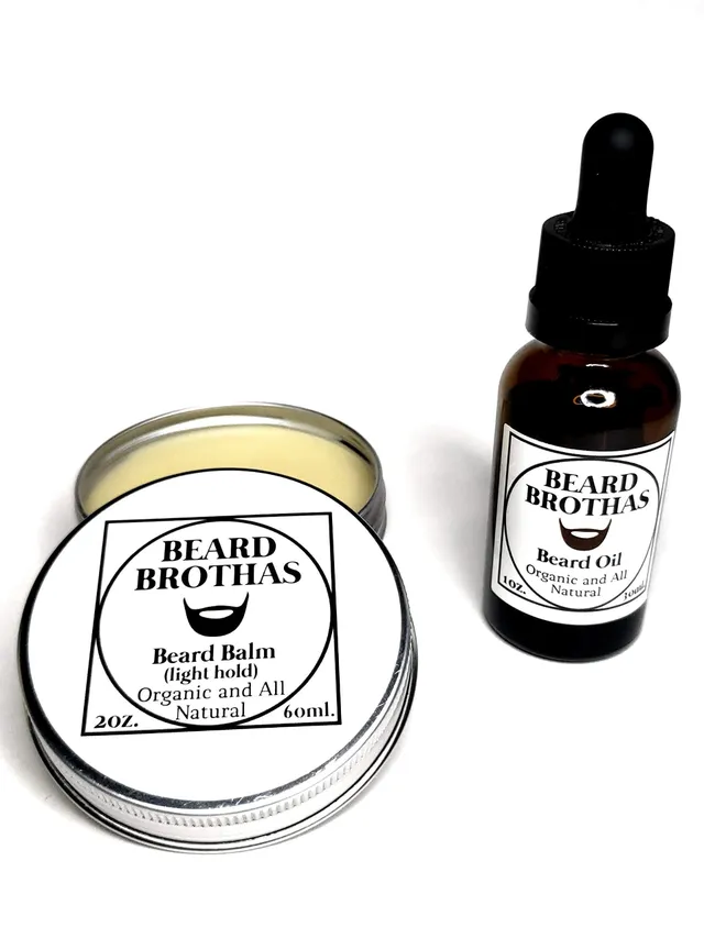 Generic Beard Brothas Classic Beard Oil and Balm Set. Organic Unrefined Cold Pressed ArganJoJoba Oil- Softens, Moisturizes, Shines.
