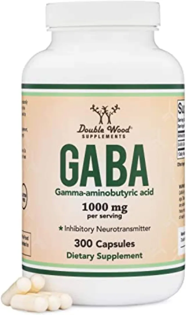 Double Wood Supplements GABA (300 Capsules, 1,000mg per Serving) Promotes Calm, Relaxation, and Sleep (Made in The USA, Vegan Safe, Gluten Free, Non-GMO)