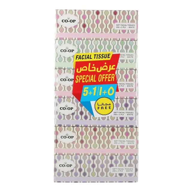 Co-Op Soft Facial Tissue 2 Ply - 6 x 200 Sheets