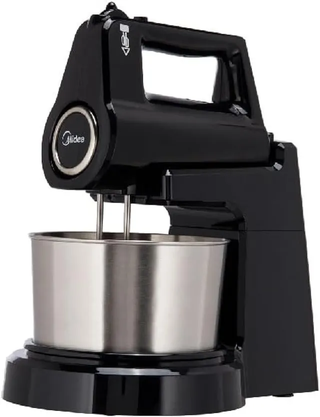 Midea 5-in-1 Hand Mixer & Stand Mixer, 400W Motor, Stainless Steel Bowl, 5 Speeds + Turbo, Kneads, Mixes, Whips & Whisks, HM0293A