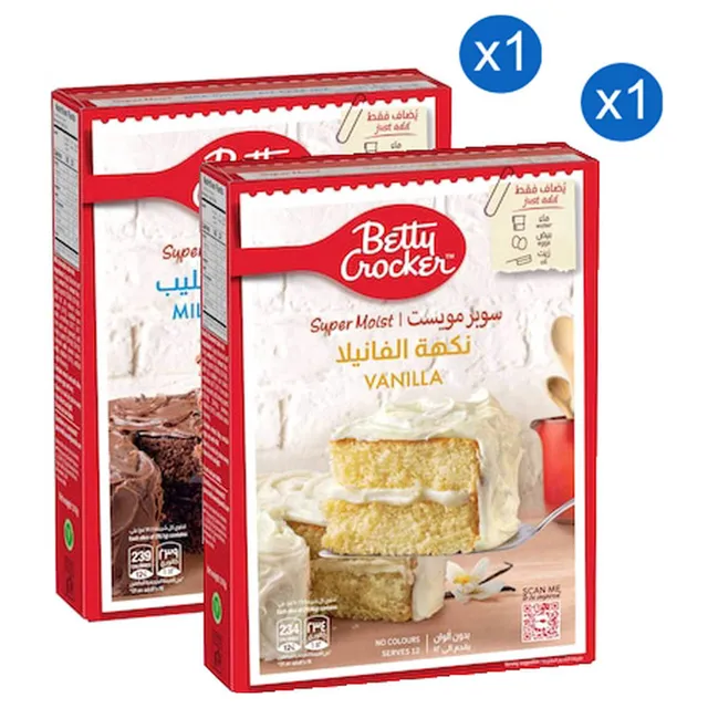 Betty Crocker Super Moist Milk Chocolate Cake Mix and Super Moist Vanilla Cake Mix