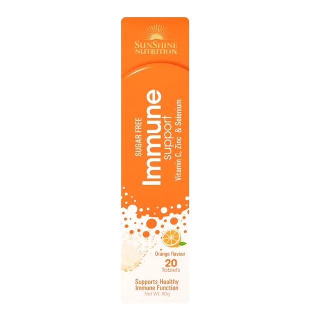 Sunshine Nutrition Sugar Free Immune Support Orange Flavour Tablets - 20 Tablets