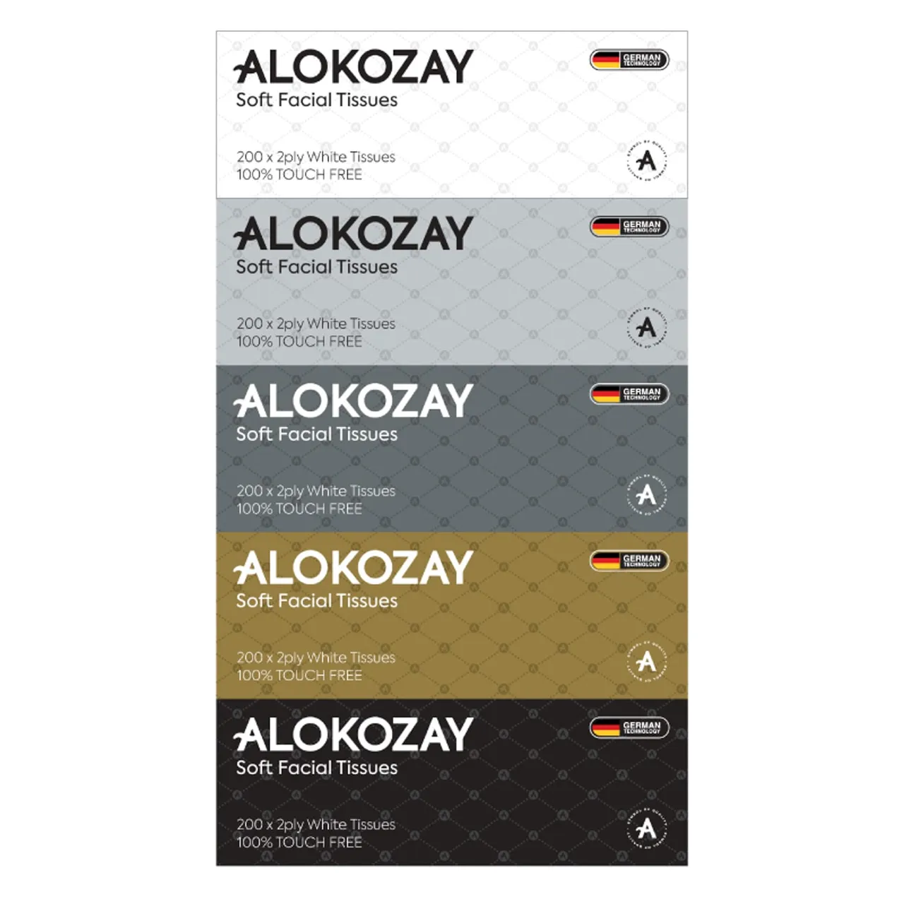 Alokozay مناديل وجه ناعمة 2ply عدد 5 x 200 Sheets
