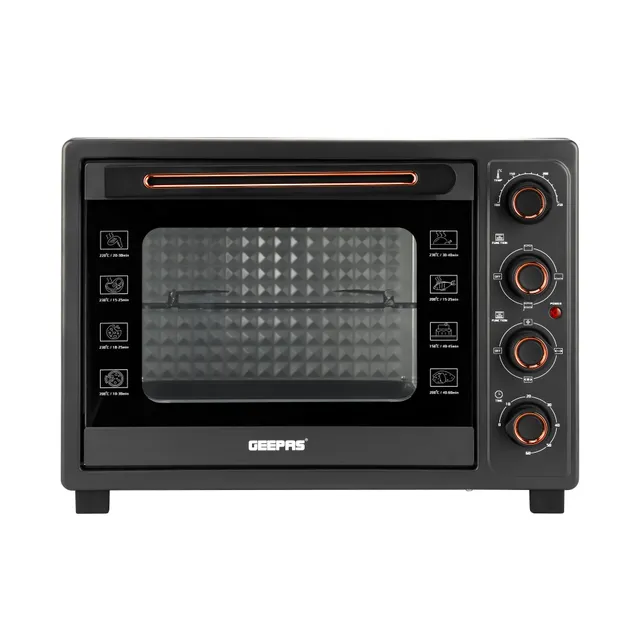 Geepas Electric Oven GO34060: 2100W, Rotisserie, Convection, Inner Lamp, Adjustable Temp. Perfect for baking, roasting & cooking. 2-year warranty.