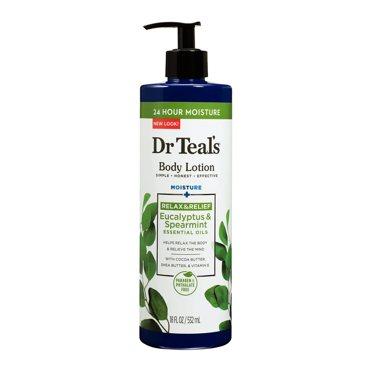 Dr Teal's لوشن الجسم المرطب بزيوت الأوكالبتوس والنعناع الأساسية