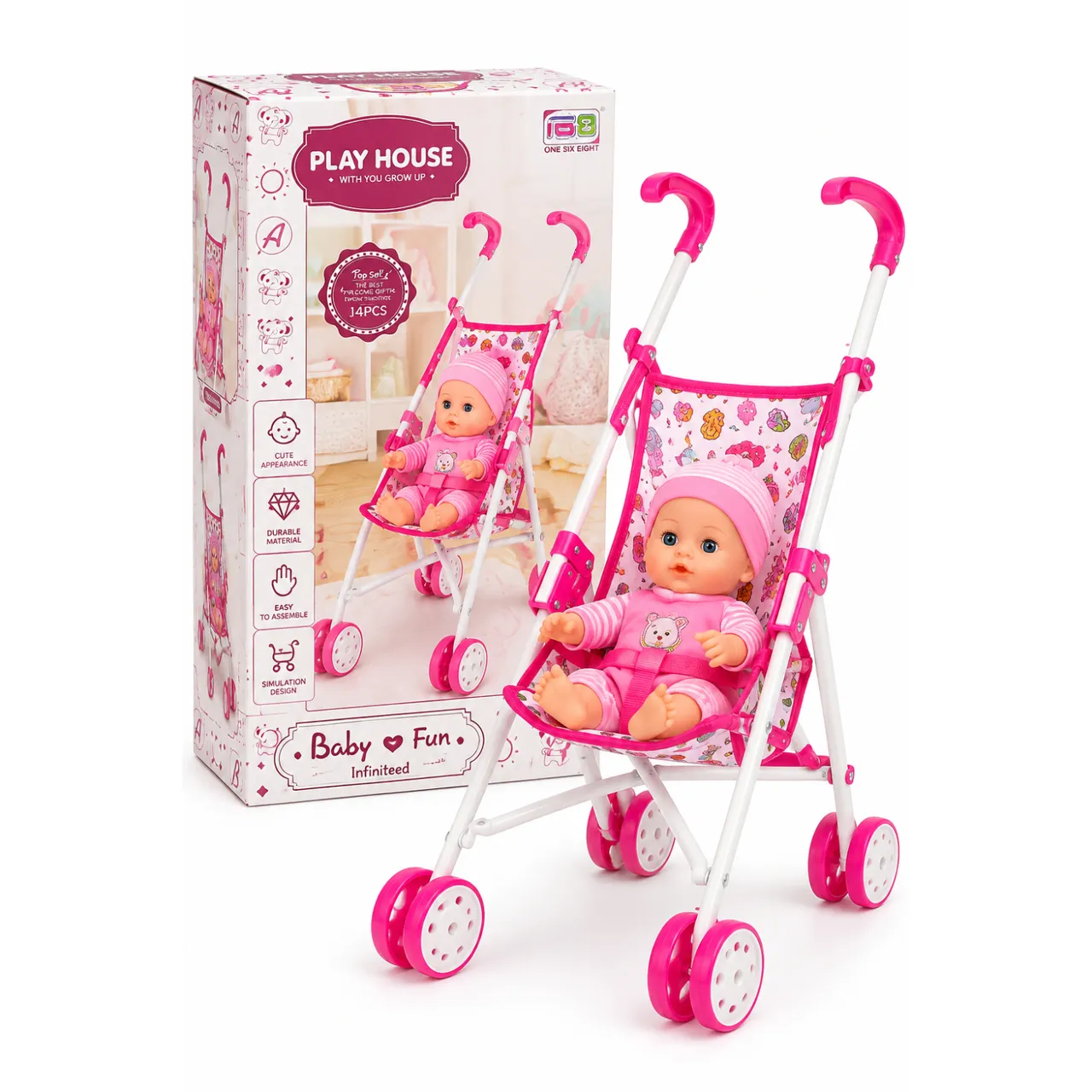 Dat دمية مع عربة أطفال، DT-CS8884C
