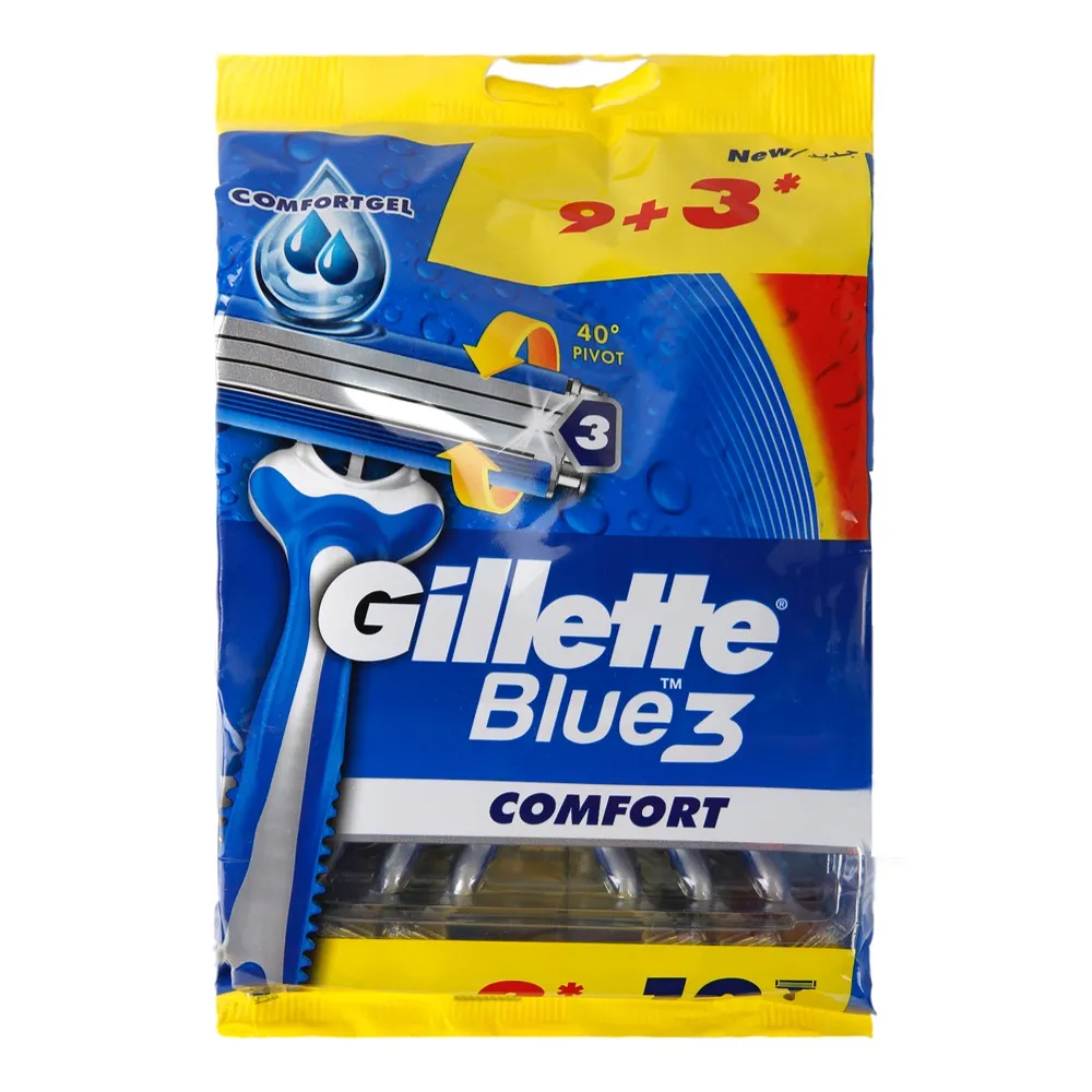 Gillette شفرات حلاقة للاستعمال مرة واحدة بلو 3 كمفورت - 9+3 pcs