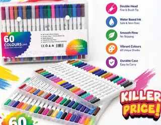 Double Head Colouring Pen 60 Colours, asstd.