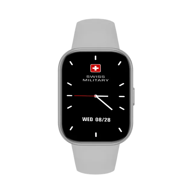 Swiss Military Rhine 3 Smart Band Calling, 1.45 Inch IPS Display, Bluetooth Calling, Heart Rate Blood Pressure SpO2 Monitoring, 7 Day Battery, IP67 Water Resistant, Gray