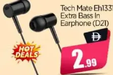 Tech Mate سماعة أذن داخلية بصوت باس إضافي Eh1331 (D21)
