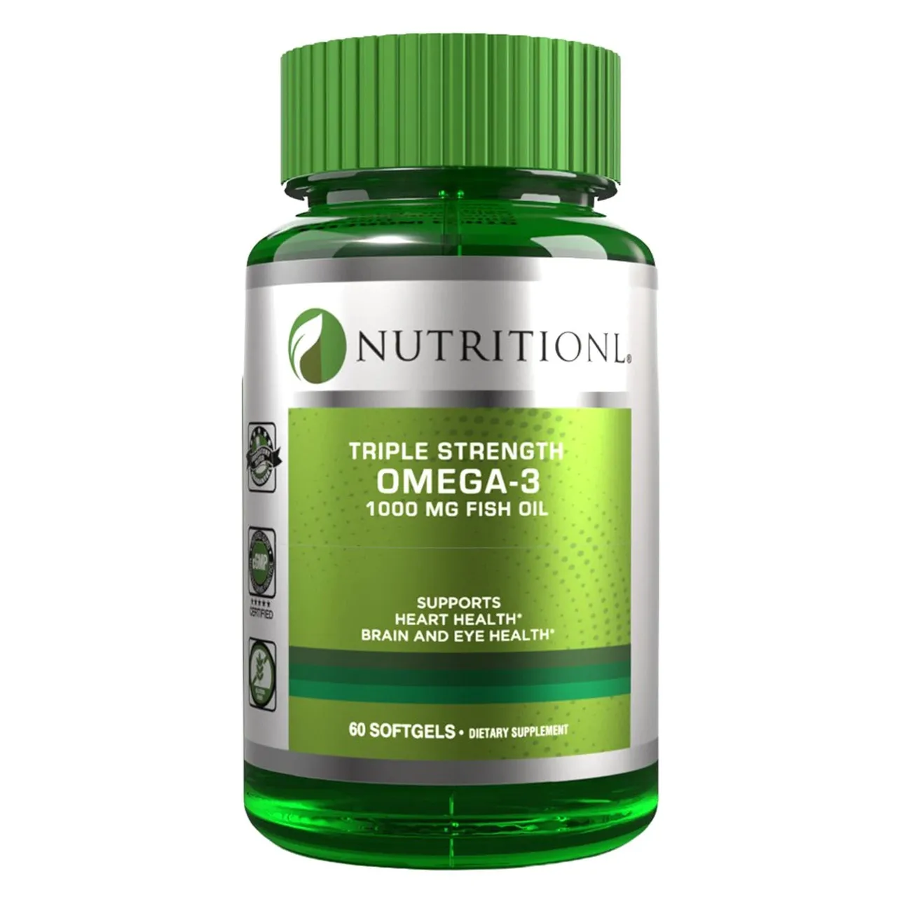 Nutritionl مكمل غذائي زيت سمك أوميغا-3 ثلاثي القوة 1000mg، 60 كبسولة جيلاتينية