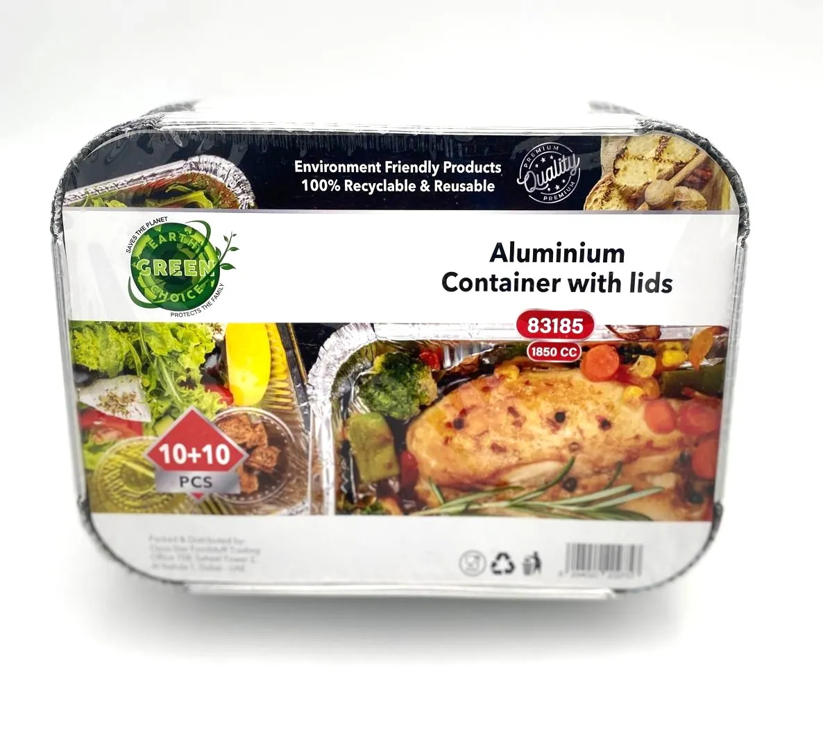 Earth Green Choice علبة ألمنيوم مع غطاء 1850 Cc 10 pcs + 10 pcs